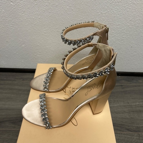 Women's Mayra Block Heel Evening Sandals Champagne Satin - Picture 6 of 9